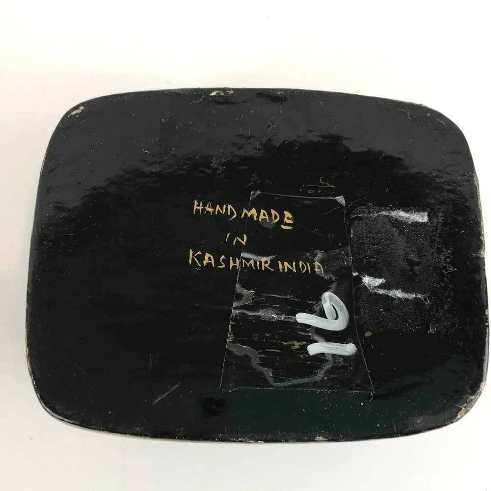 Black with floral Lacquer trinket box